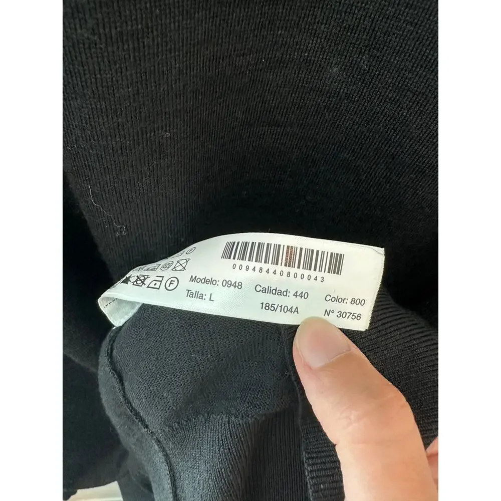 MASSIMO DUTTI Men’s Merino Wool Black Quarter Zip Mock Neck Sweater Large